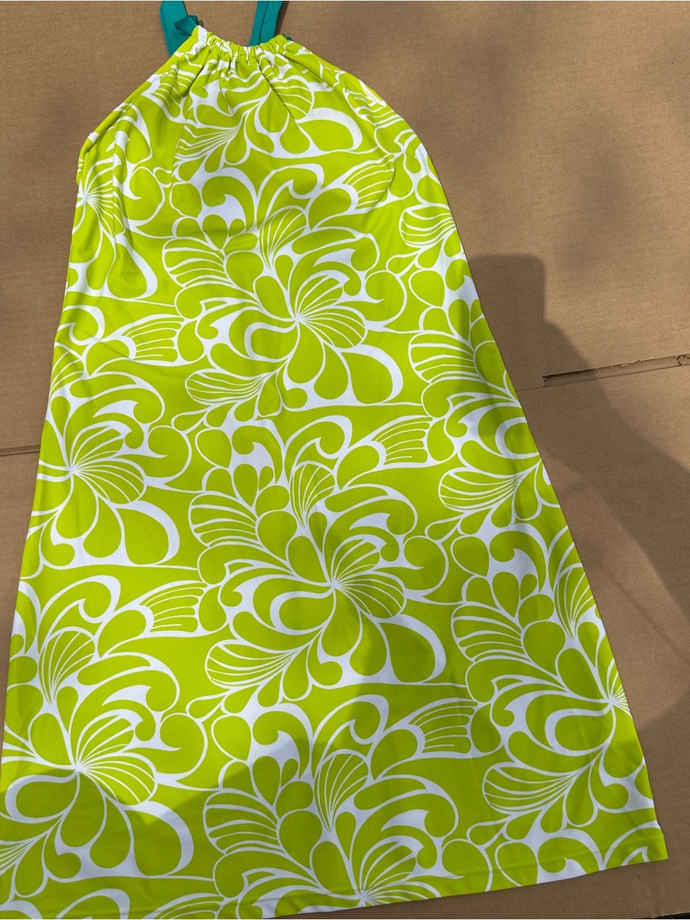 Athleta Kokomo Halter Swim Sport Dress S Green Floral Print Bra Insert
